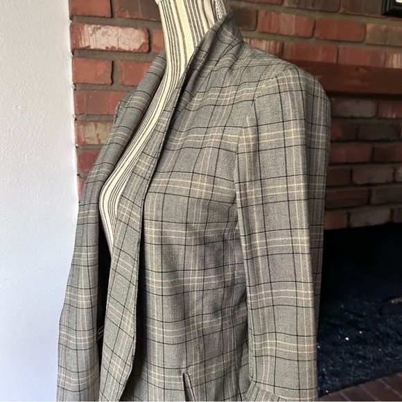 Aritzia Babaton Power Open Front Blazer Glen Plaid in Gray Sz 4 - Picture 7 of 11